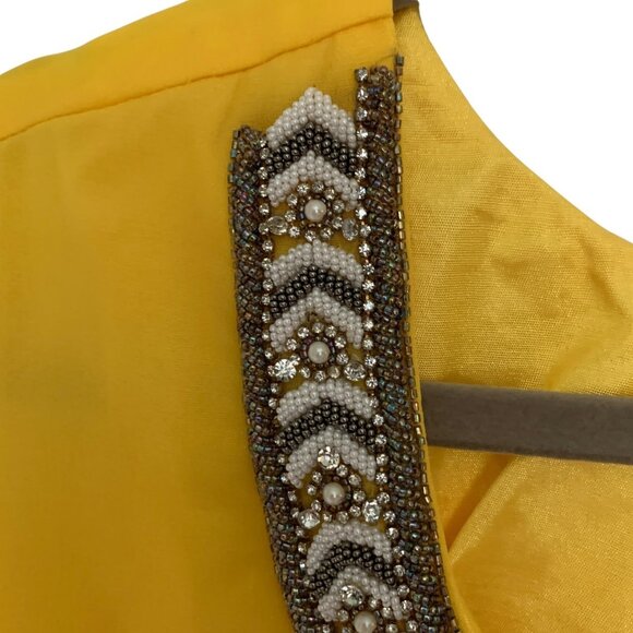 Nazila Couture size Large Yellow Kurta Tunic Beaded Applique Embroidered NWOT - Picture 7 of 8